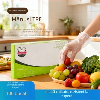 Mănuși PE de unică folosință, transparente, antiderapante, grosime standard