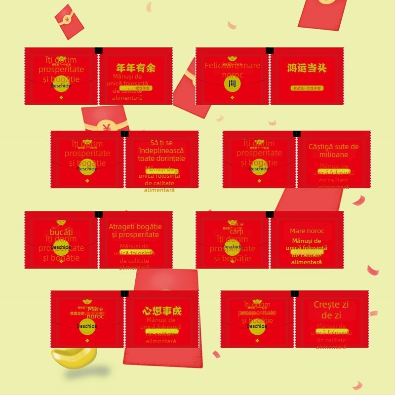 Mănuși de unică folosință cu imprimare de logo, ambalate individual, îngroșate, pentru catering și livrare de homar, din plastic PE, transparente, de calitate alimentară