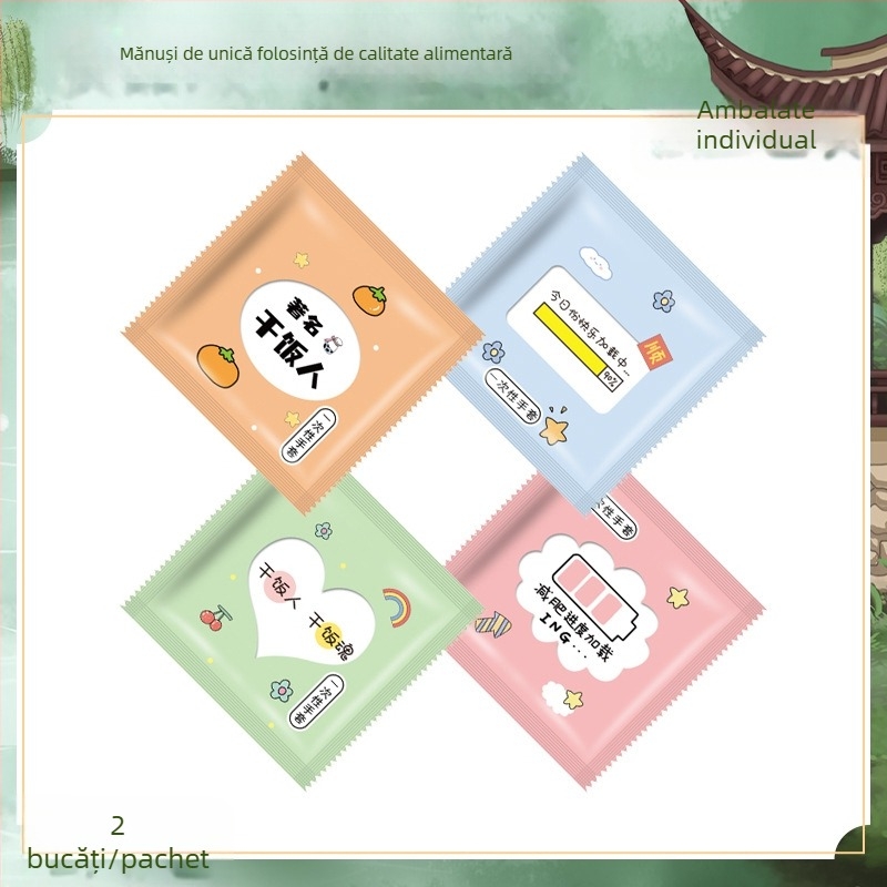 Mănuși de unică folosință cu imprimare de logo, ambalate individual, îngroșate, pentru catering și livrare de homar, din plastic PE, transparente, de calitate alimentară