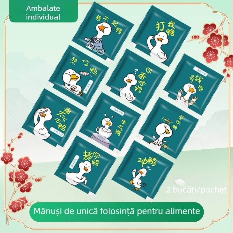Mănuși de unică folosință cu imprimare de logo, ambalate individual, îngroșate, pentru catering și livrare de homar, din plastic PE, transparente, de calitate alimentară