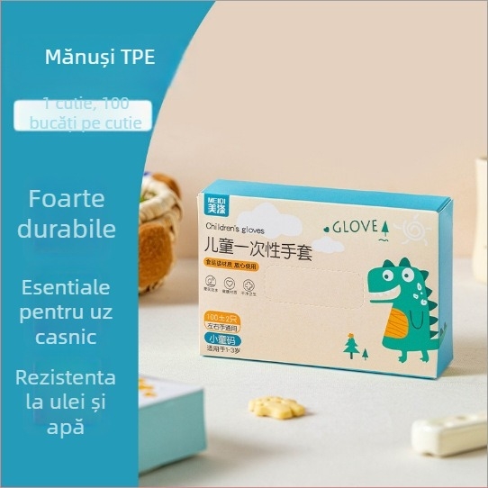Mănuși de unică folosință pentru copii, TPE, în cutie, anti-alunecare, grosime 0,05–0,1 mm