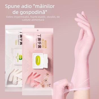 Mănuși nitril de uz casnic pentru curățenie bucătărie – durabile, de unică folosință, lungime 29.5 cm, grosime normală, pentru spălat vase, ambalare 50 sau 100 perechi