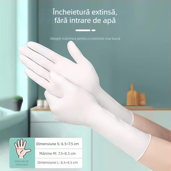 Mănuși nitril de uz casnic pentru curățenie bucătărie – durabile, de unică folosință, lungime 29.5 cm, grosime normală, pentru spălat vase, ambalare 50 sau 100 perechi