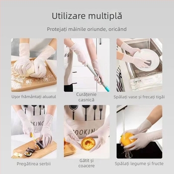 Mănuși nitril de uz casnic pentru curățenie bucătărie – durabile, de unică folosință, lungime 29.5 cm, grosime normală, pentru spălat vase, ambalare 50 sau 100 perechi