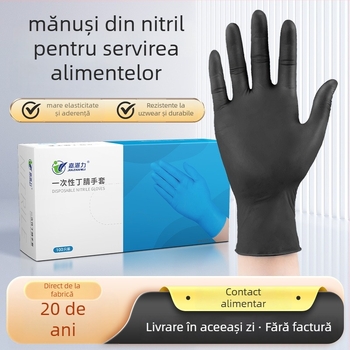 Mănuși de nitril, de unică folosință, alimentare, rezistente la ulei și anti-alunecare, 0,1–0,2 mm