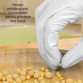 Mănuși de nitril, de unică folosință, alimentare, rezistente la ulei și anti-alunecare, 0,1–0,2 mm