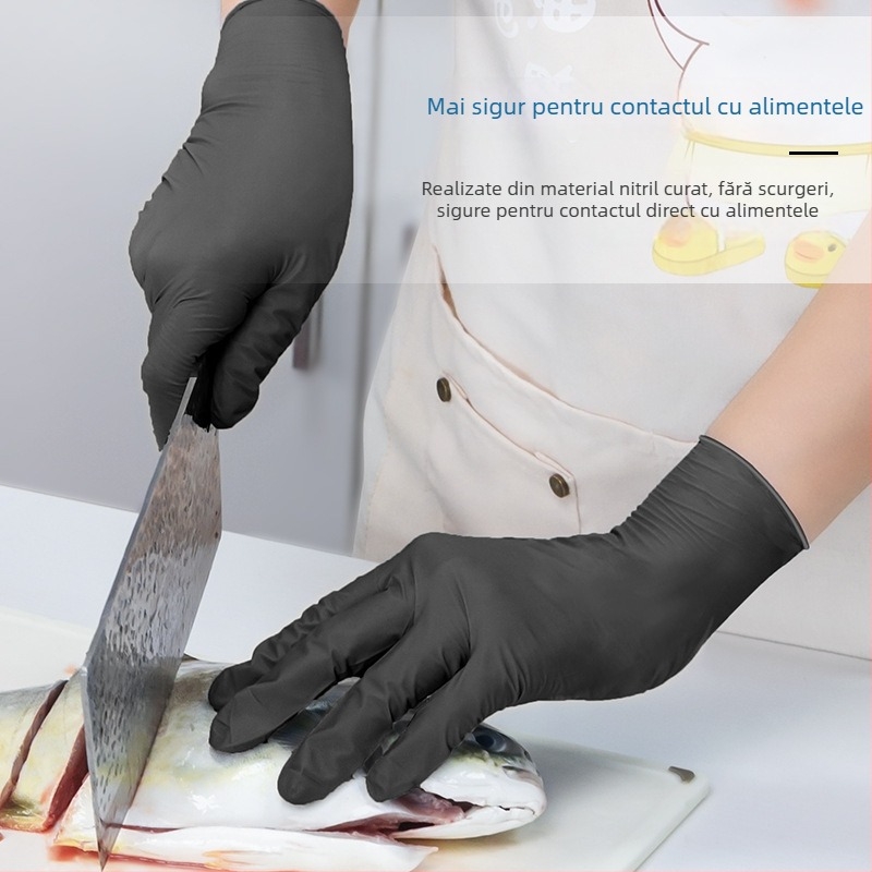 Mănuși de nitril, de unică folosință, alimentare, rezistente la ulei și anti-alunecare, 0,1–0,2 mm