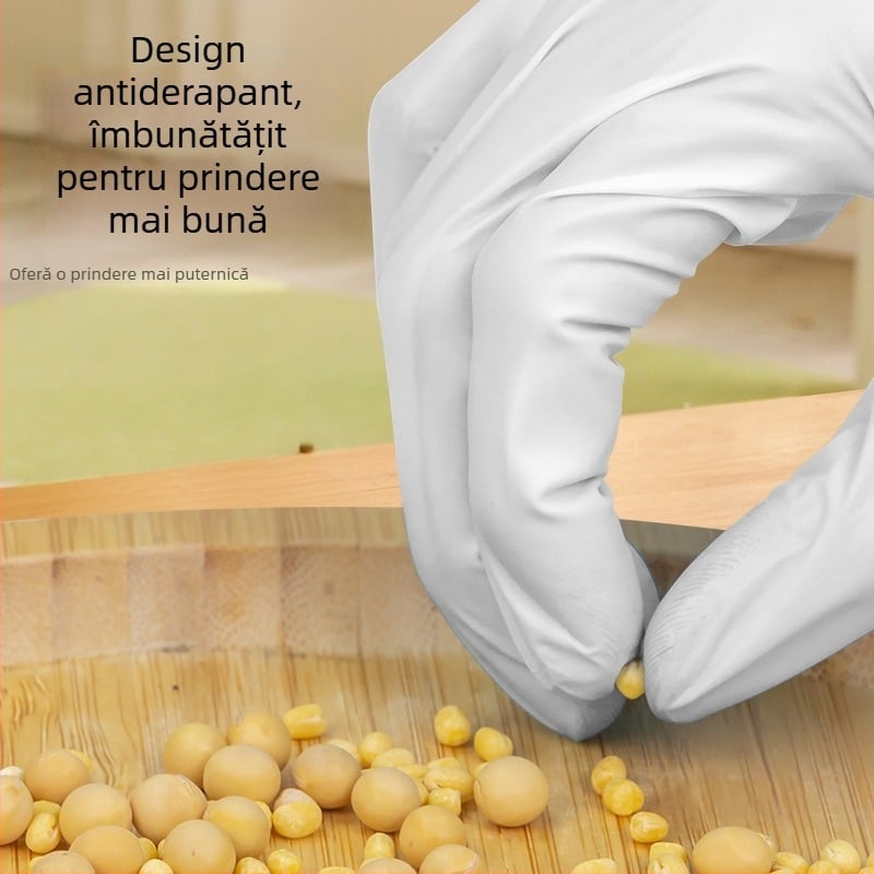 Mănuși de nitril, de unică folosință, alimentare, rezistente la ulei și anti-alunecare, 0,1–0,2 mm