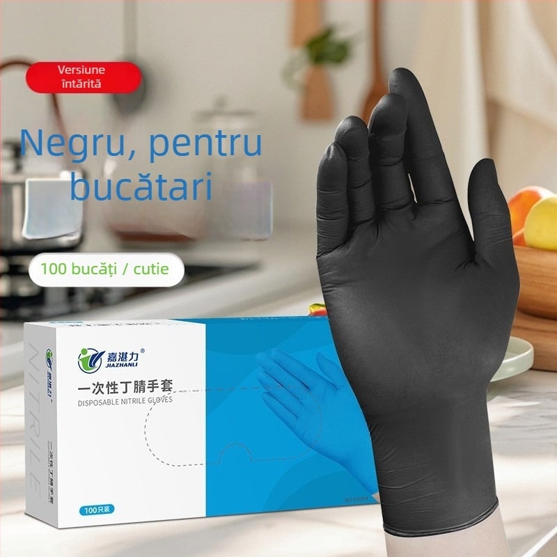 Mănuși de nitril, de unică folosință, alimentare, rezistente la ulei și anti-alunecare, 0,1–0,2 mm