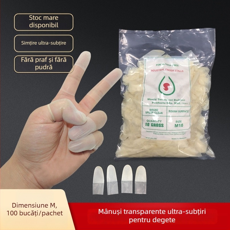 Mănuși de unică folosință pentru vârfurile degetelor, din plastic, impermeabile, grosime 0.05-0.1 mm, model simplu