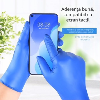 Mănuși din nitril, de unică folosință, fără pudră, durabile, îngroșate, pentru gospodărie, procesare a alimentelor și coafură