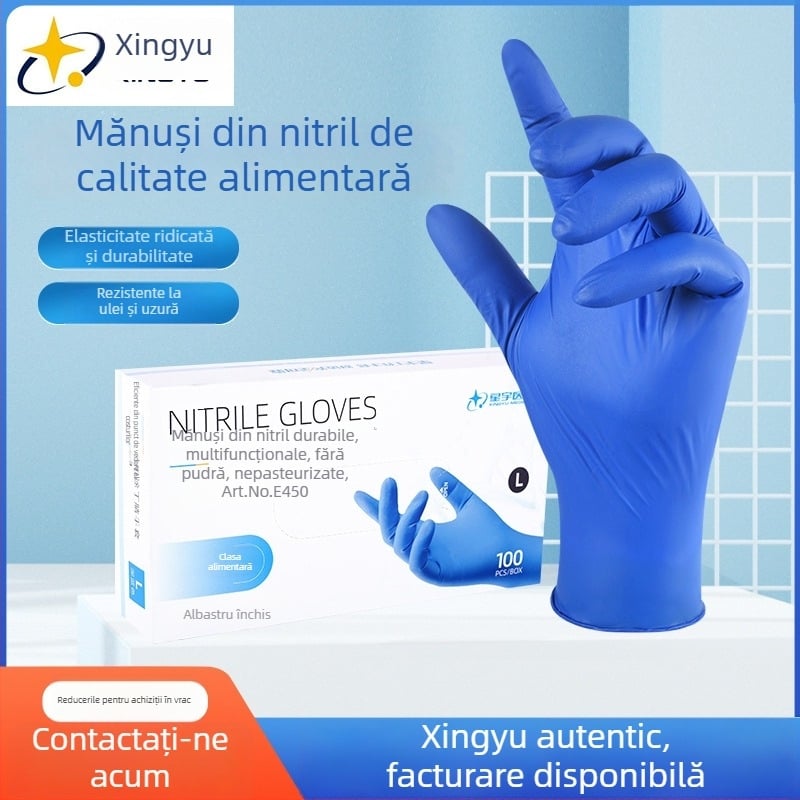 Mănuși din nitril, de unică folosință, fără pudră, durabile, îngroșate, pentru gospodărie, procesare a alimentelor și coafură