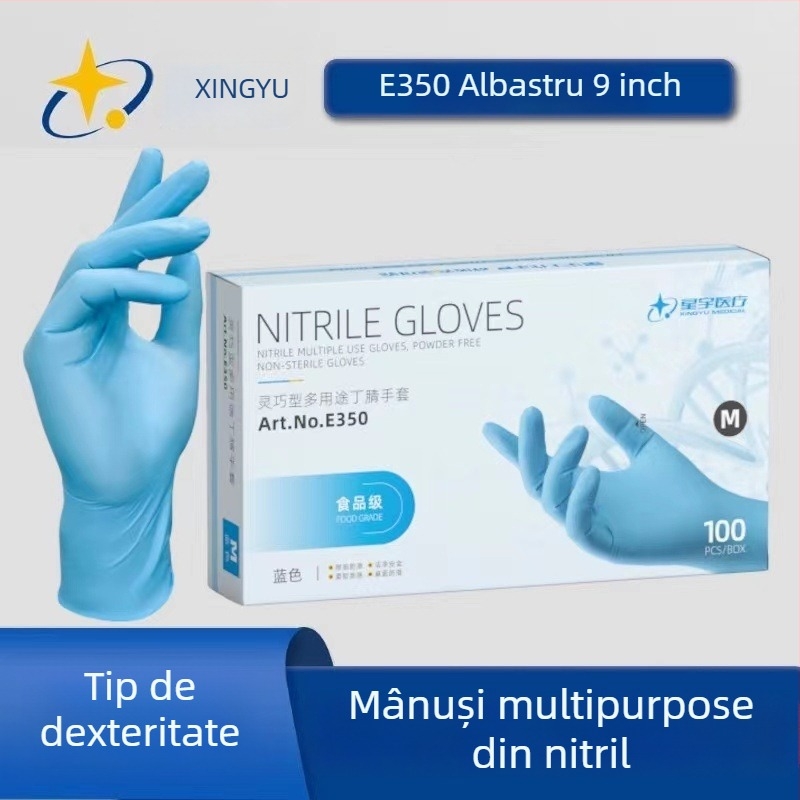 Mănuși din nitril, de unică folosință, fără pudră, durabile, îngroșate, pentru gospodărie, procesare a alimentelor și coafură