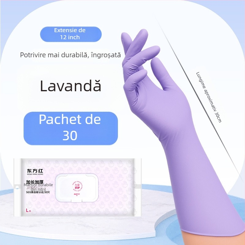 Dongfanghong Mănuși de uz casnic din nitril, de unică folosință – pentru vase, grosime normală, durabile pentru curățenie (Brand: Dongfanghong; Material: Nitrile; Use: Dishwashing/Household; Thickness: Regular)