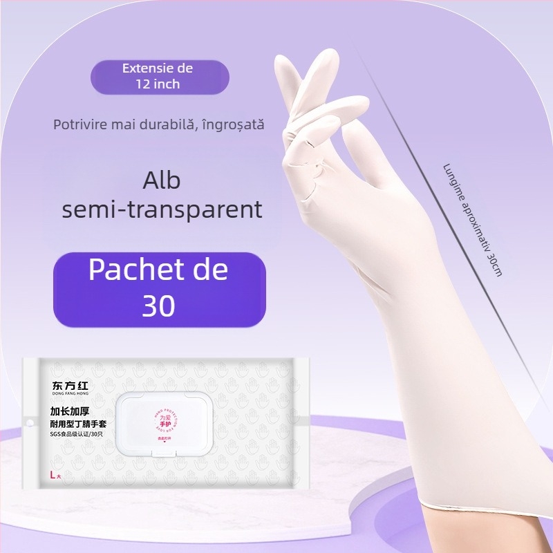 Dongfanghong Mănuși de uz casnic din nitril, de unică folosință – pentru vase, grosime normală, durabile pentru curățenie (Brand: Dongfanghong; Material: Nitrile; Use: Dishwashing/Household; Thickness: Regular)