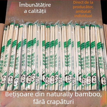 Bețișoare de bambus de unică folosință, ambalate individual, pentru catering comercial, 50 perechi pe pachet, necompatibile cu microundele, biodegradabile