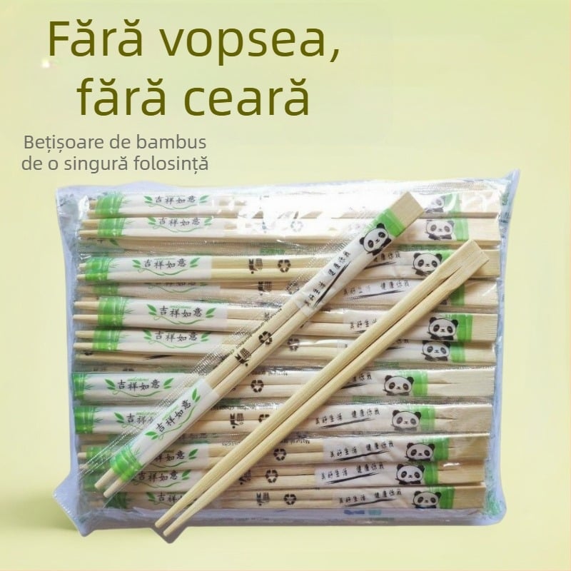 Bețișoare de unică folosință din bambus, design rotund, 50 buc., rezistente la temperaturi înalte, ambalare individuală