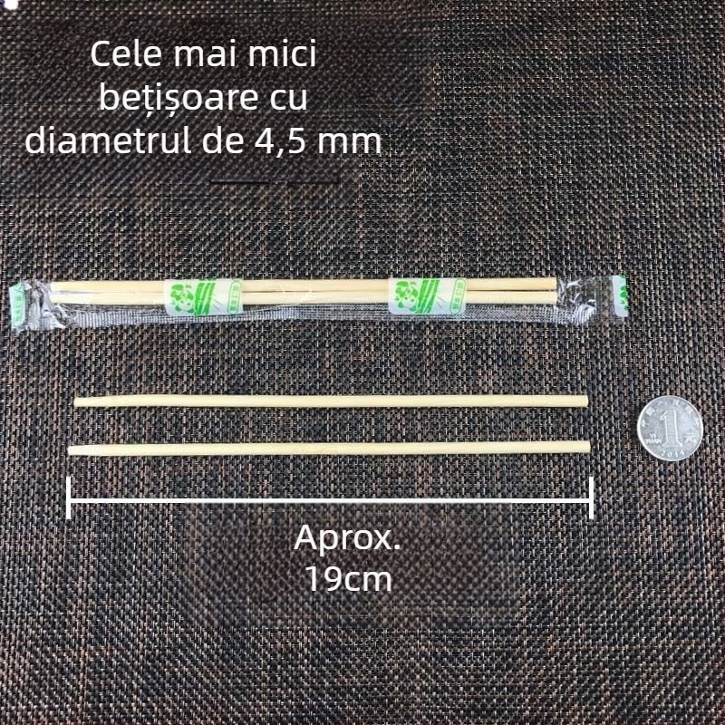 Bețișoare de unică folosință din bambus, design rotund, 50 buc., rezistente la temperaturi înalte, ambalare individuală