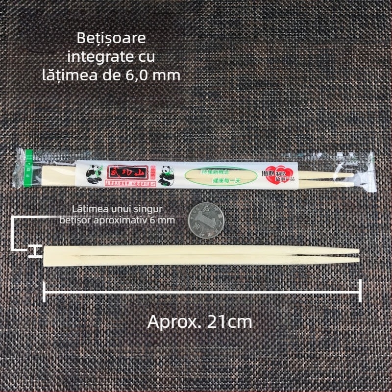 Bețișoare de unică folosință din bambus, design rotund, 50 buc., rezistente la temperaturi înalte, ambalare individuală