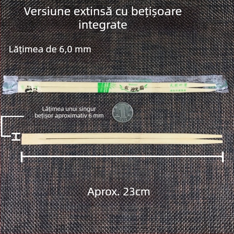 Bețișoare de unică folosință din bambus, design rotund, 50 buc., rezistente la temperaturi înalte, ambalare individuală