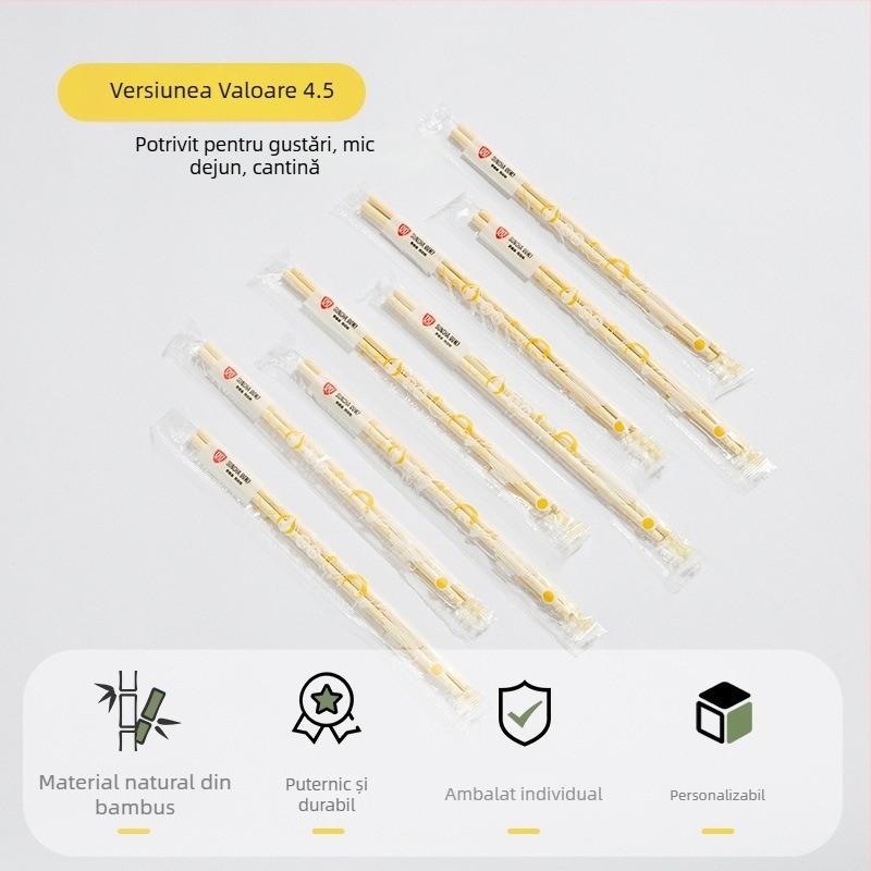 Double Gun bețișoare de bambus de unică folosință, carbonizate, rotunde, set de patru bucăți, ambalate individual