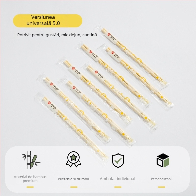 Double Gun bețișoare de bambus de unică folosință, carbonizate, rotunde, set de patru bucăți, ambalate individual