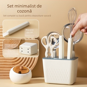 Zhituo set din oțel inoxidabil pentru coacere, 6 piese, cu bază, tel de ouă, sită de făină, strecurător de ouă, cuțit de fructe și foarfece