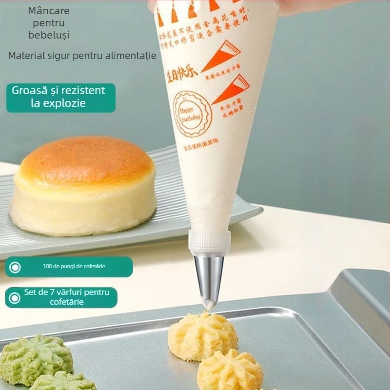 Pungă de decorare de unică folosință, PE de calitate alimentară, pentru fursecuri și prăjituri, instrument DIY pentru decorare, etichetare privată disponibilă