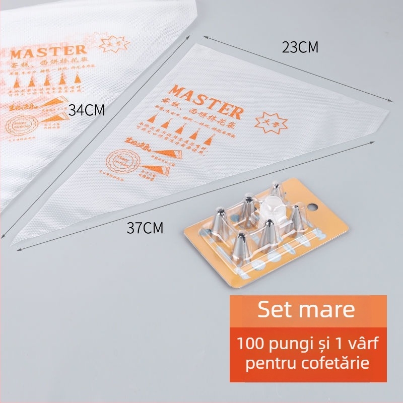 Pungă de decorare de unică folosință, PE de calitate alimentară, pentru fursecuri și prăjituri, instrument DIY pentru decorare, etichetare privată disponibilă