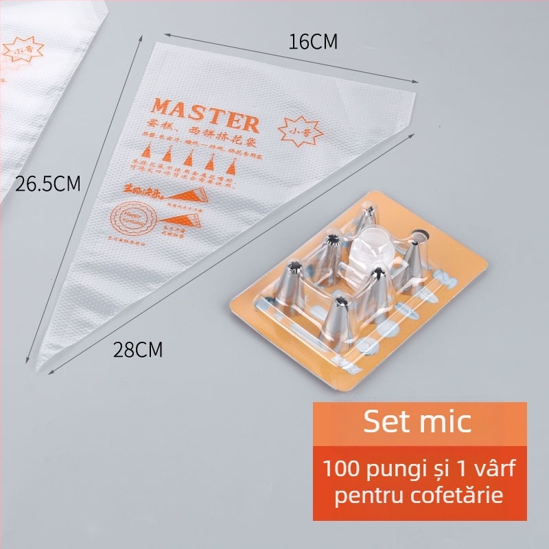 Pungă de decorare de unică folosință, PE de calitate alimentară, pentru fursecuri și prăjituri, instrument DIY pentru decorare, etichetare privată disponibilă