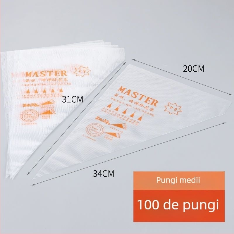 Pungă de decorare de unică folosință, PE de calitate alimentară, pentru fursecuri și prăjituri, instrument DIY pentru decorare, etichetare privată disponibilă