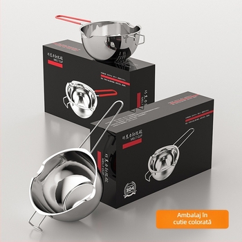 Recipient pentru topit ciocolată din oțel inoxidabil, rotund, capacitate 400 ml / 680 ml, pentru coacere