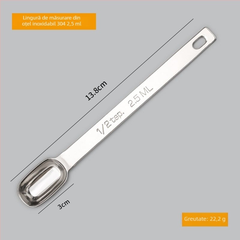 Set de linguri de masurare din oțel inoxidabil 304 cu scară de măsurare; capacități 0.63/1.25/2.5/3.75/5/15 ml; finisaj lucios
