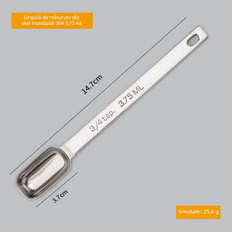 Set de linguri de masurare din oțel inoxidabil 304 cu scară de măsurare; capacități 0.63/1.25/2.5/3.75/5/15 ml; finisaj lucios