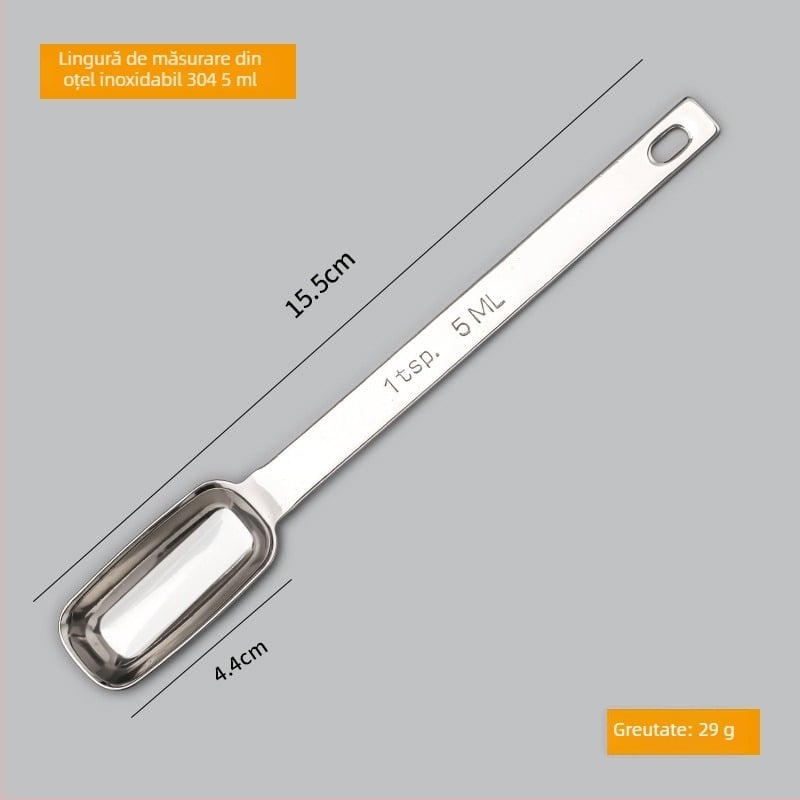 Set de linguri de masurare din oțel inoxidabil 304 cu scară de măsurare; capacități 0.63/1.25/2.5/3.75/5/15 ml; finisaj lucios