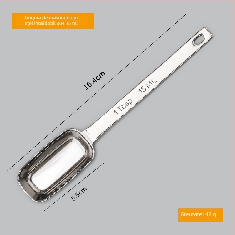 Set de linguri de masurare din oțel inoxidabil 304 cu scară de măsurare; capacități 0.63/1.25/2.5/3.75/5/15 ml; finisaj lucios