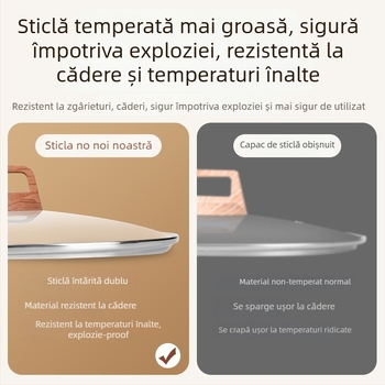 Weixiang capac universal din sticlă temperată pentru oale și tigăi – capac gros, rezistent la temperaturi înalte