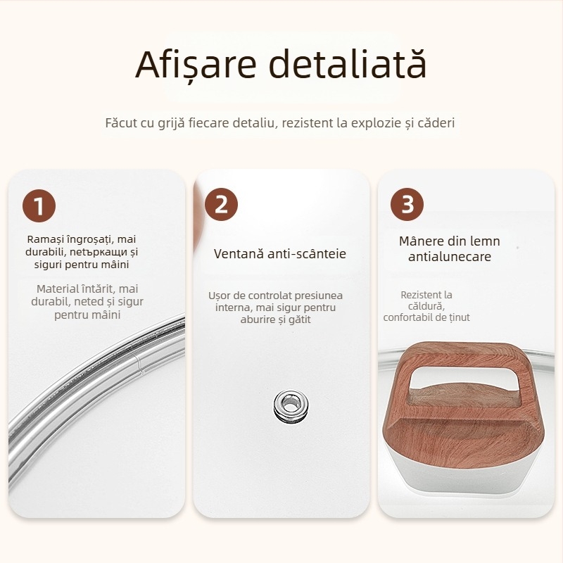 Weixiang capac universal din sticlă temperată pentru oale și tigăi – capac gros, rezistent la temperaturi înalte