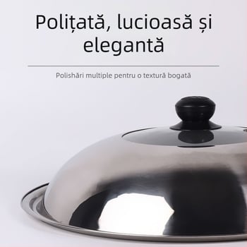 Capac de sticlă din oțel inoxidabil pentru wok și oale – Transparent, 300 g, Calitate premium, Design modern minimalist, Lucky Star Man