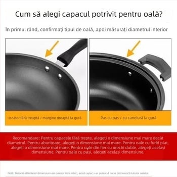 Capac de sticlă din oțel inoxidabil pentru wok și oale – Transparent, 300 g, Calitate premium, Design modern minimalist, Lucky Star Man