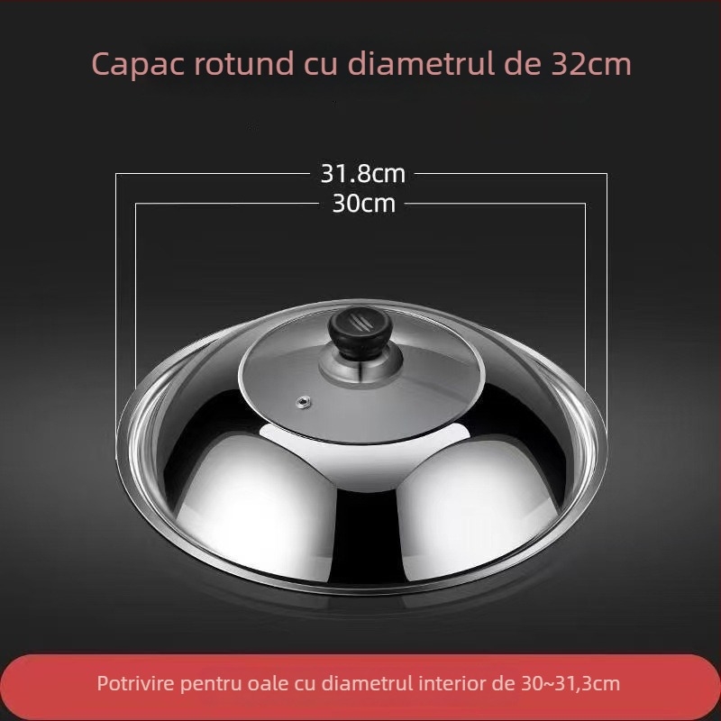 Capac de sticlă din oțel inoxidabil pentru wok și oale – Transparent, 300 g, Calitate premium, Design modern minimalist, Lucky Star Man