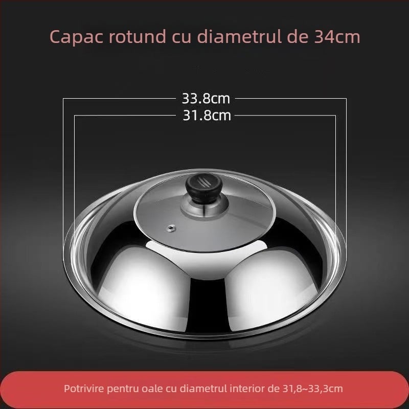 Capac de sticlă din oțel inoxidabil pentru wok și oale – Transparent, 300 g, Calitate premium, Design modern minimalist, Lucky Star Man