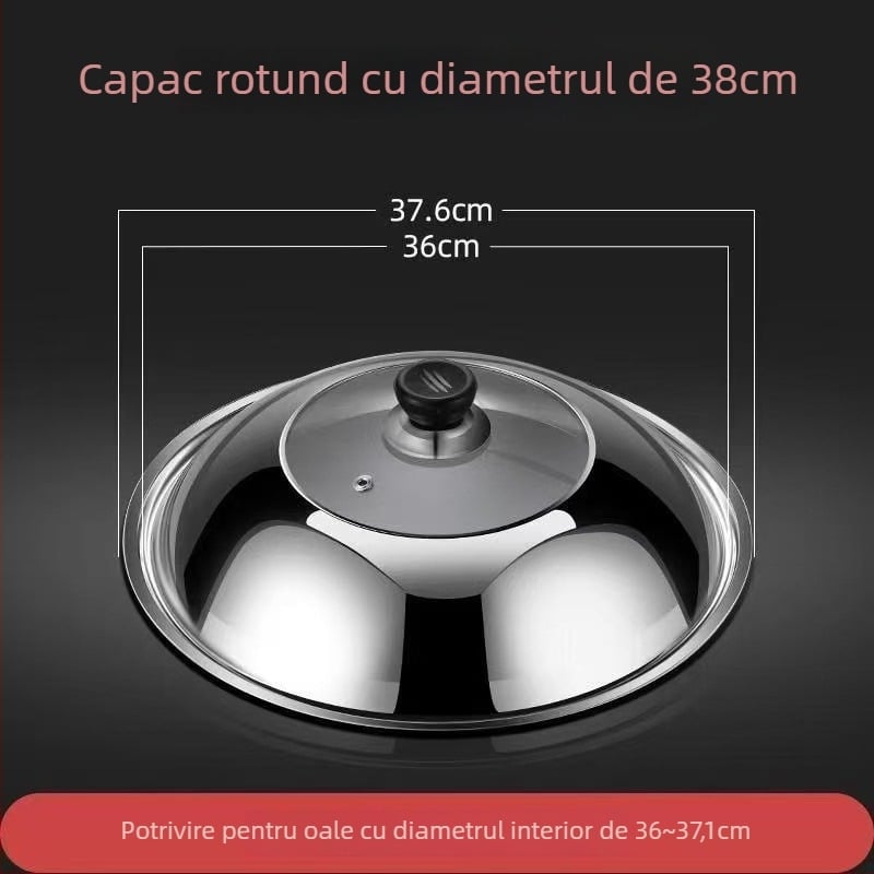 Capac de sticlă din oțel inoxidabil pentru wok și oale – Transparent, 300 g, Calitate premium, Design modern minimalist, Lucky Star Man