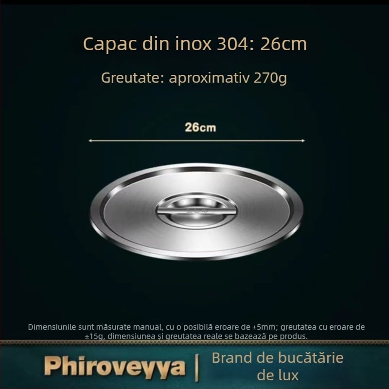 Capac pentru vas de gătit – 304 oțel inoxidabil, calitate alimentară, utilizare casnică multi-funcțională, gros, stil modern minimalist