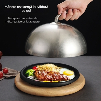 Capac de steak din oțel inoxidabil 201, capac rotund pentru tigaia teppanyaki, cupolă înaltă, modelul 8888