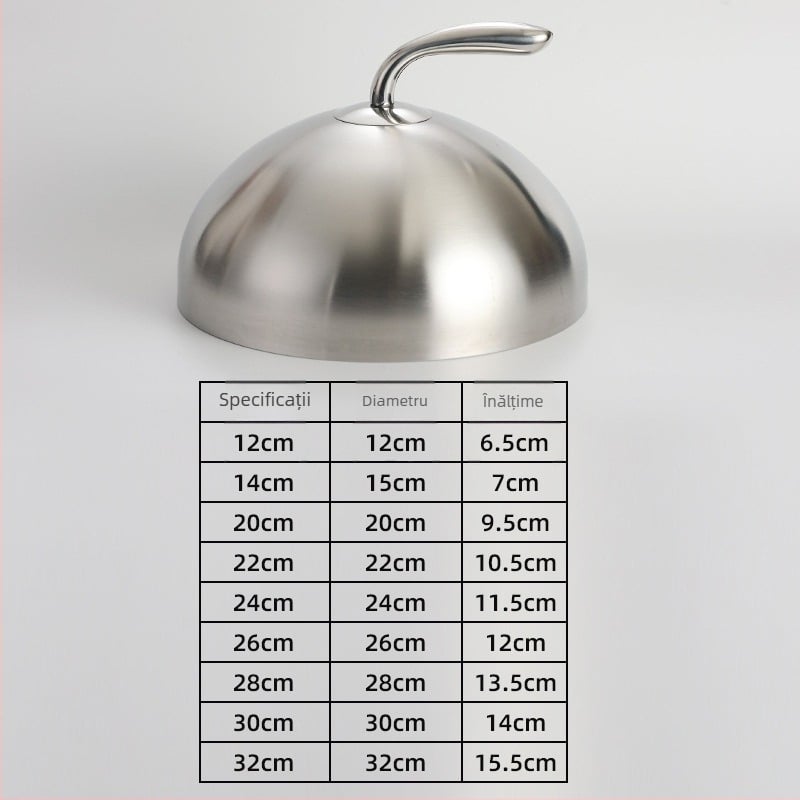 Capac de steak din oțel inoxidabil 201, capac rotund pentru tigaia teppanyaki, cupolă înaltă, modelul 8888