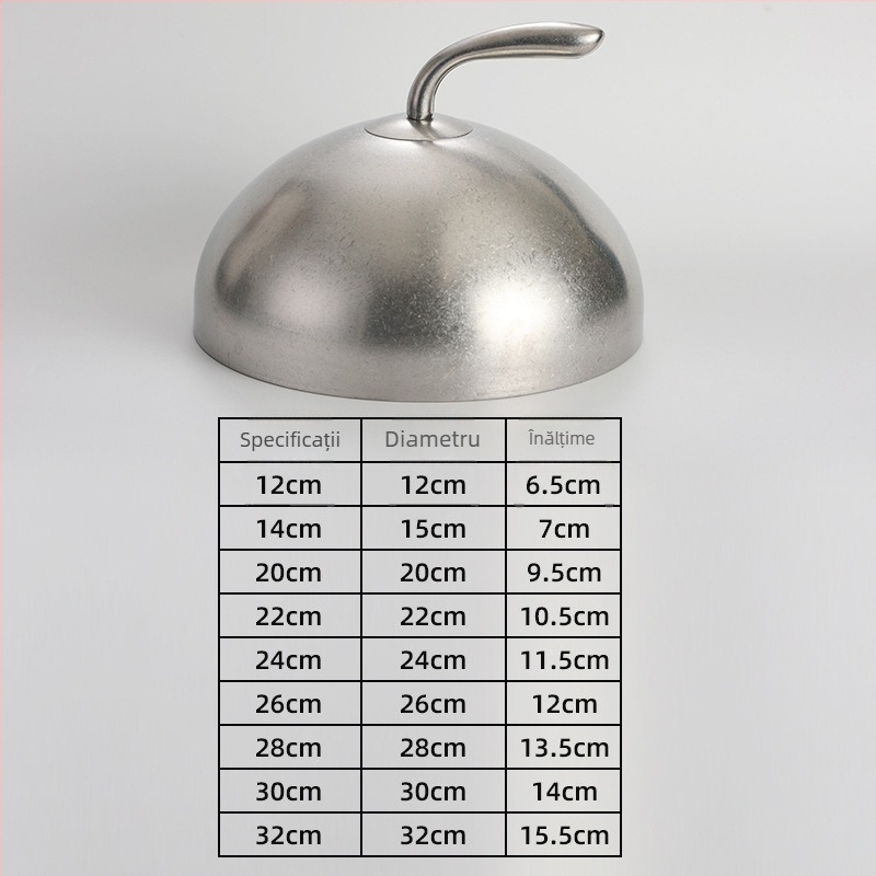 Capac de steak din oțel inoxidabil 201, capac rotund pentru tigaia teppanyaki, cupolă înaltă, modelul 8888