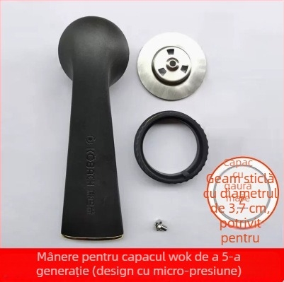 Capac de sticlă pentru wok și tigaie – transparent, rotund, cu mâner, Combach