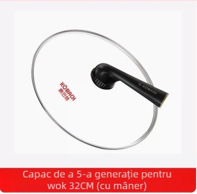 Capac de sticlă pentru wok și tigaie – transparent, rotund, cu mâner, Combach