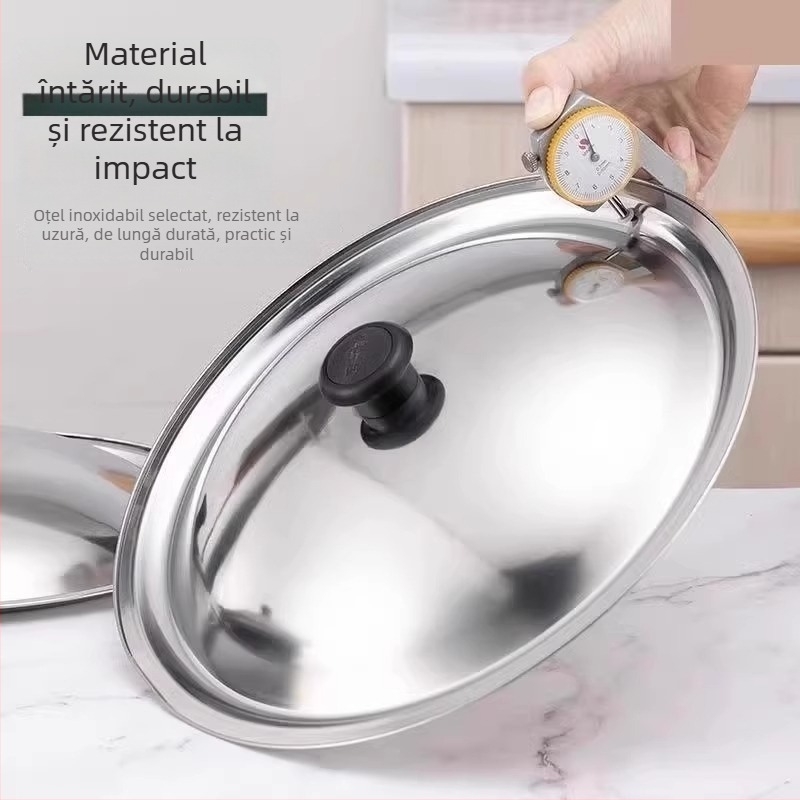 Capac din oțel inoxidabil, universal pentru oale și wok, model Regular Fit, marcă Friendly
